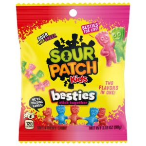 Sour Patch Kids Besties Assorted Soft Candy 3.8 oz Peg Bag 12ct